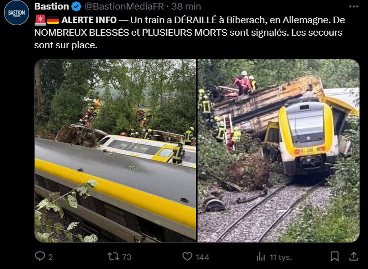 Katastrofa kolejowa w Badenii-Wirtembergii. Są ofiary śmiertelne i ranni