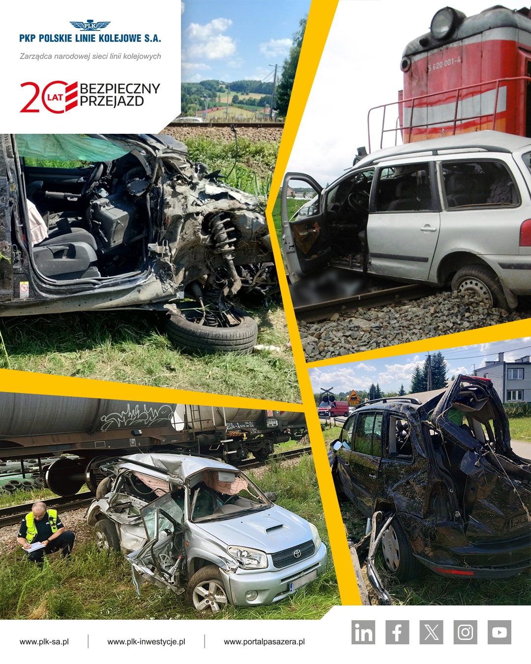 Inforail - Tygodniowy raport wypadkowy. Kilka zdarzeń na przejazdach kolejowych