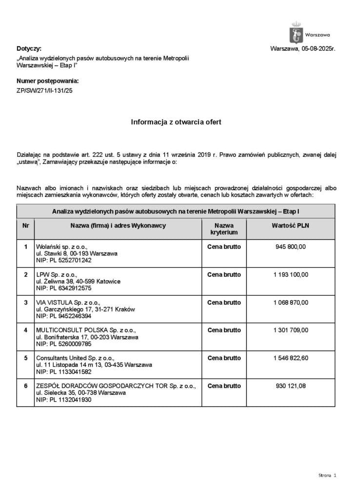 Stolica otworzyła oferty na analizę pasów autobusowych / fot. ZDM Warszawa