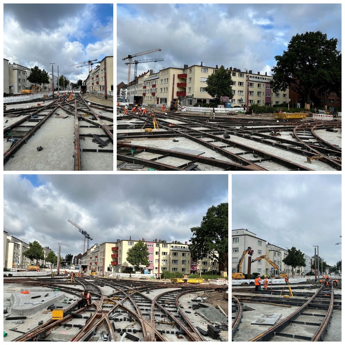 Infotram - Potężny rozjazd tramwajowy z Czech montowany w Bremie. Konstrukcja waży 162 tony