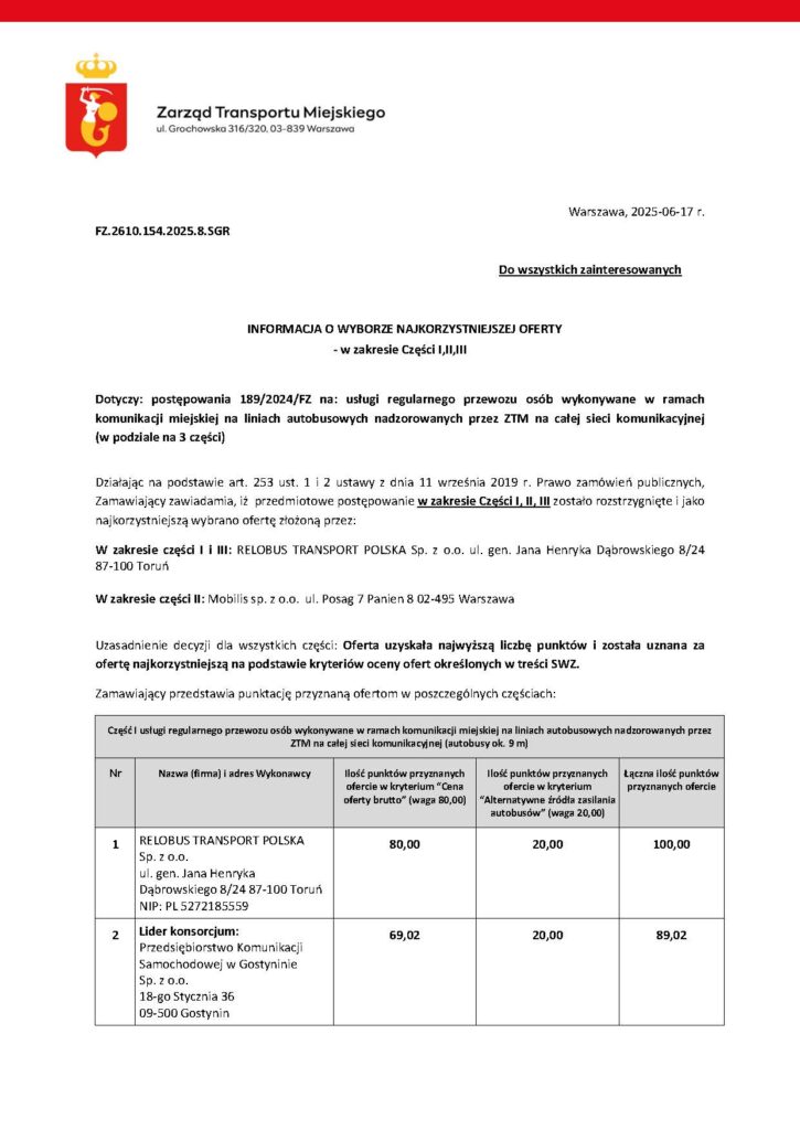 Mobilis przegrywa odwołanie w przetargu ZTM Warszawa. Prosta droga do umowy z Relobus