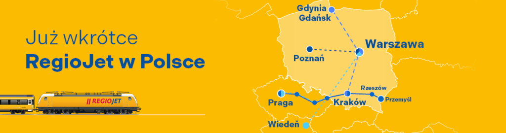 Cztery połączenia RegioJet z Polski od nowego rozkładu jazdy 2025/26. Wiemy jakie to trasy