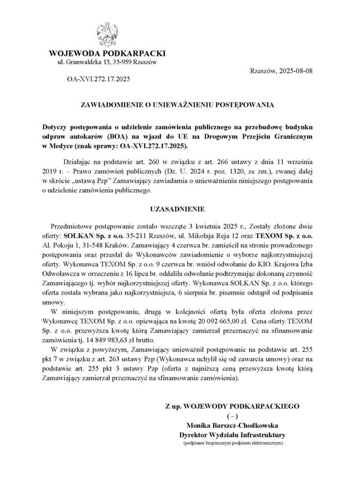 Medyka: Unieważniono przetarg na przebudowę budynku odpraw autokarów