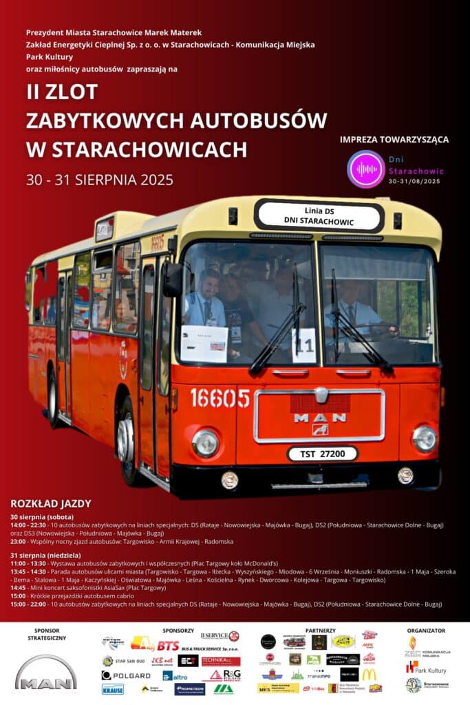 Starachowice ze Zlotem Pojazdów Zabytkowych „Legenda Stara” oraz Zlotem Autobusów Zabytkowych.