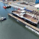 Nowoczesny prom pasażersko-samochodowy o napędzie hybrydowym został na początku lipca zwodowany w stoczni Remontowa Shipbuilding S.A.
