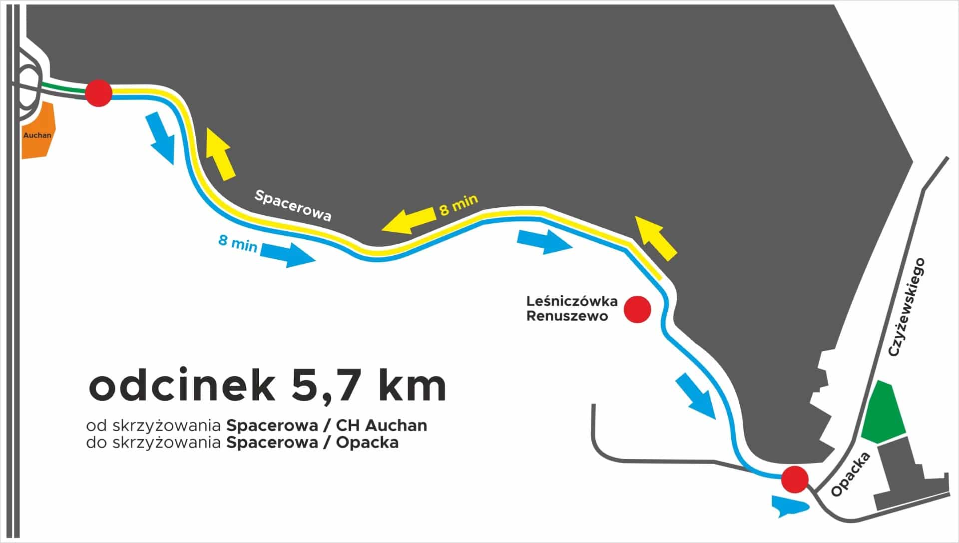 Infotrans - Gdańsk stawia na buspas na Spacerowej: Spadanie czas przejazdu autobusów do 8 minut