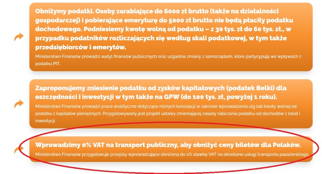 Czy zero VAT na bilety transportu publicznego ma szansę wejść w życie?