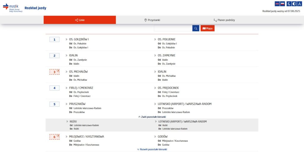 Radom z nowym planerem podróży – rozklady.mzdik.pl pokazuje autobusy w czasie rzeczywistym