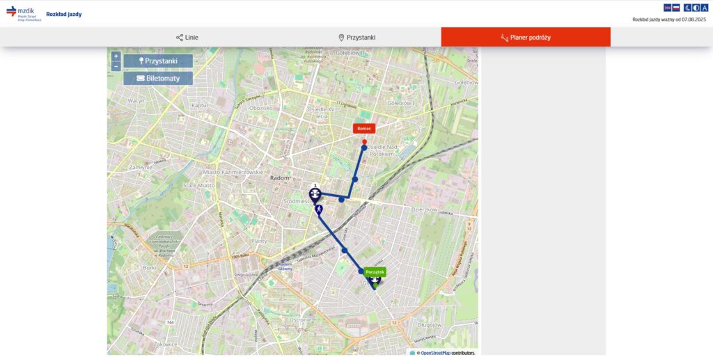 Radom z nowym planerem podróży – rozklady.mzdik.pl pokazuje autobusy w czasie rzeczywistym