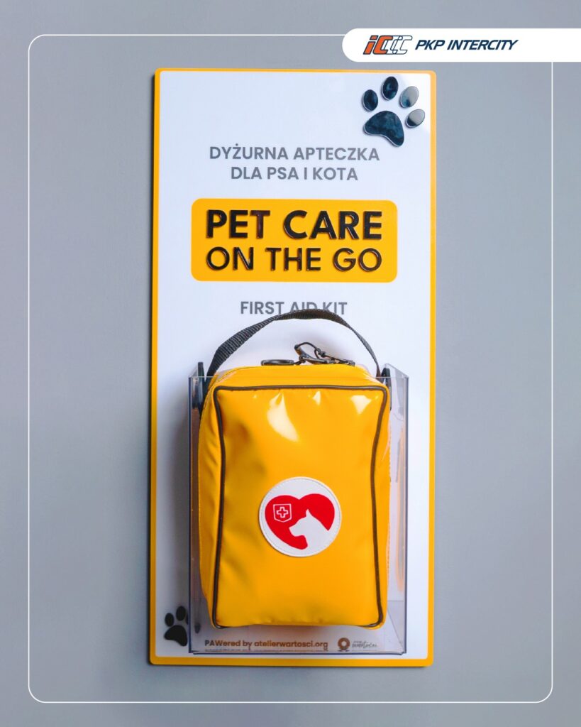 Od tego lata w każdym Pendolino znajdziecie małą żółtą apteczkę „Pet Care on the Go” – przygotowaną przez Atelier Wartości wspólnie z PKP Intercity.