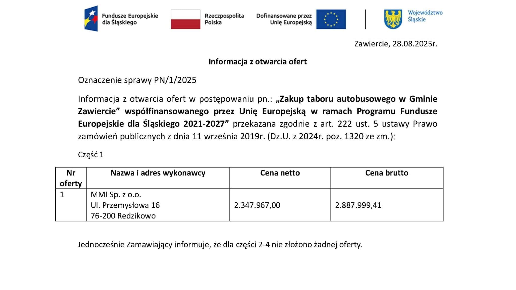 Cztery autobusy, jedna oferta. ZKM Zawiercie czeka powtórka