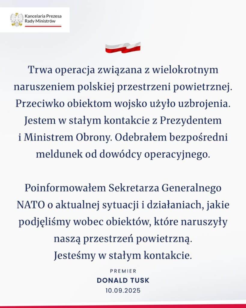 10 września LOT przekierował siedem lotów z  Warszawy na inne lotniska w Polsce