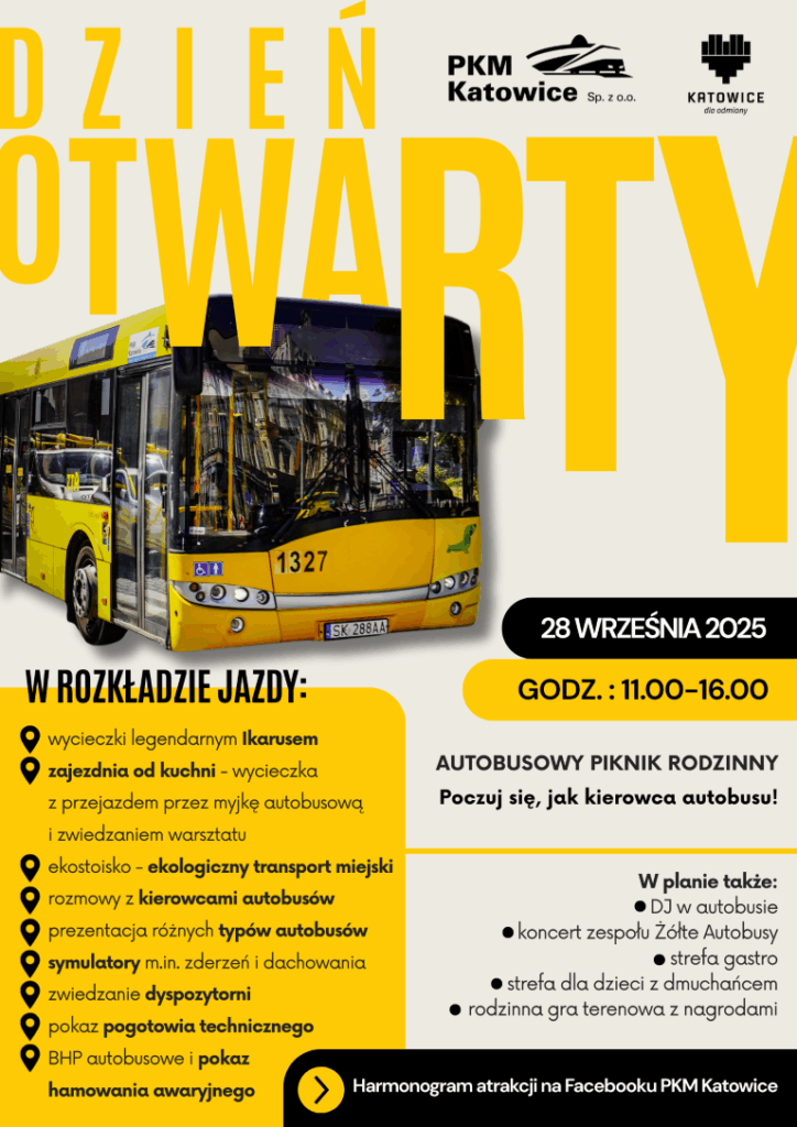 Zwiedzanie zajezdni, przejażdżki Ikarusem i spotkania z kierowcami – PKM Katowice zaprasza na autobusowy piknik rodzinny