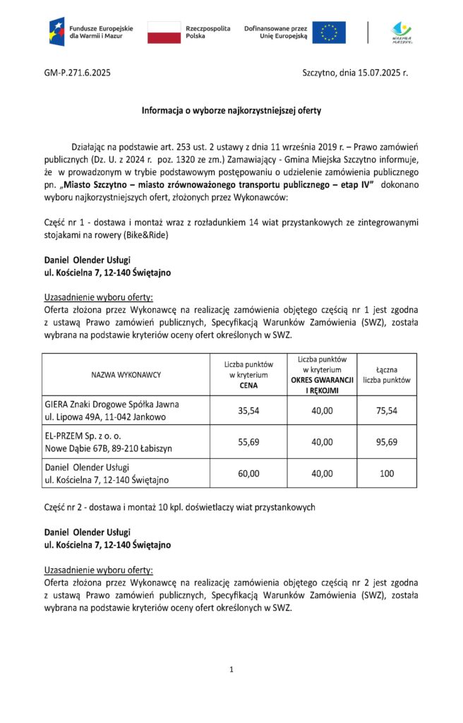Szczytno inwestuje w komfort pasażerów – nowe wiaty i oświetlenie przystankowe już wkrótce