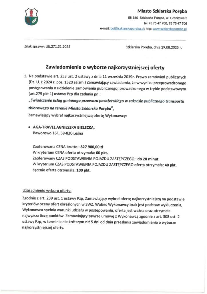 Aga-Travel obsłuży komunikację w Szklarskiej Porębie. Podpisano umowę na 16 miesięcy