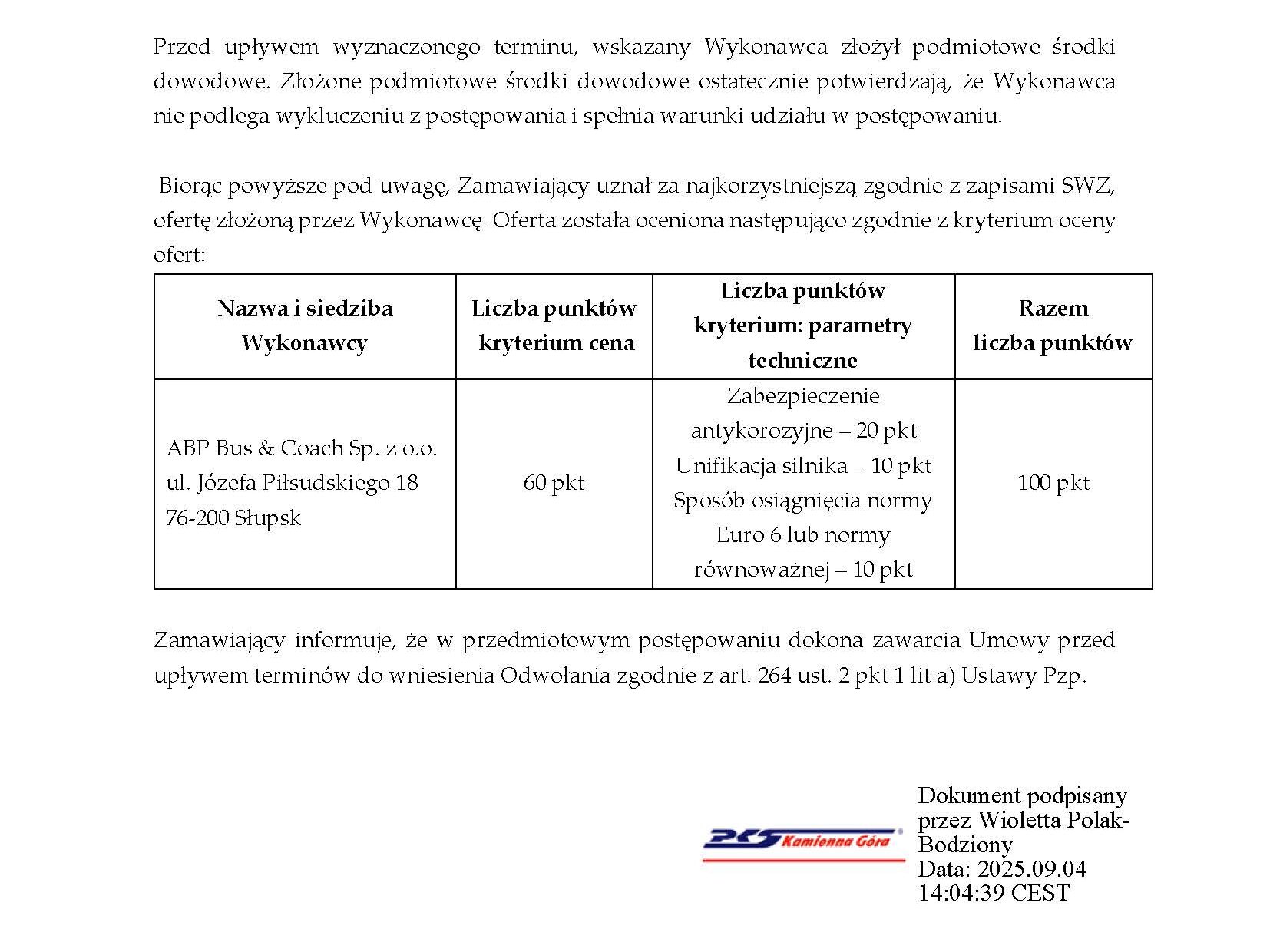 PKS Kamienna Góra wybrał ofertę – autobusy od ABP zmieszczą się w budżecie z CUPT-KPO