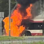 Pożar autobusu na Redenie DG przy BP - Dąbrowa Górnicza