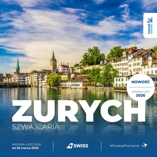 SWISS połączy Poznań z Zurychem – trzy loty tygodniowo od 29 marca 2026