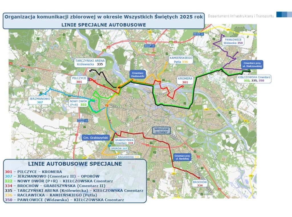 Wrocław/ Zmiany w organizacji ruchu wokół wrocławskich cmentarzy na 1 listopada