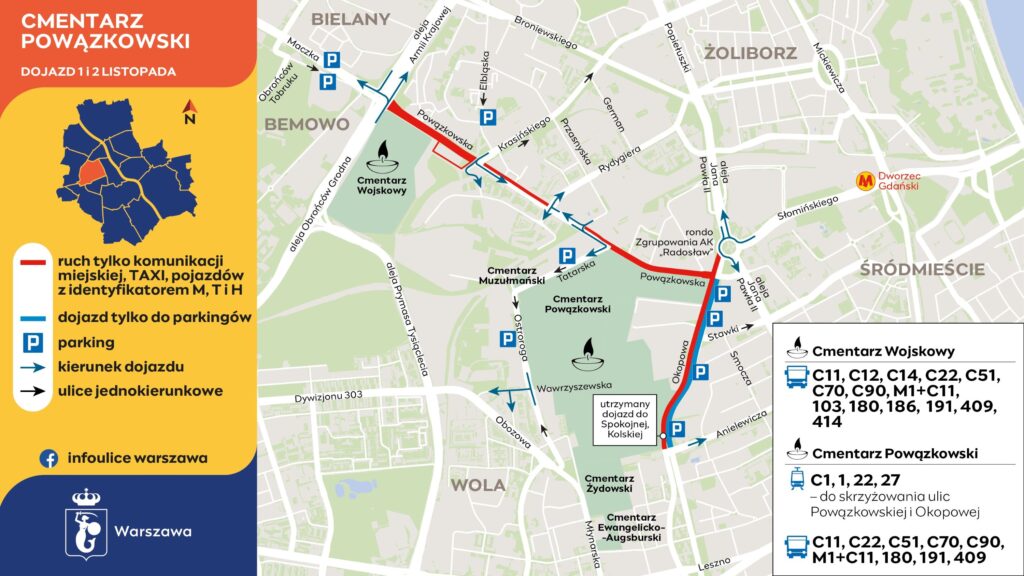 Warszawa/ Pierwsze linie cmentarne już wyjechały na ulice / fort. WTP