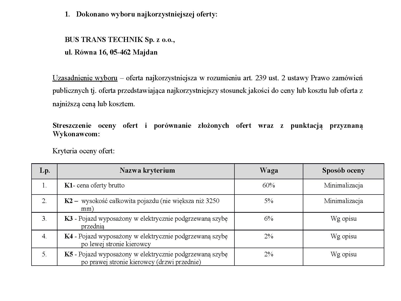 Komenda Główna Policji wybrała dostawcę autobusu. Wygrał Bus Trans Technik