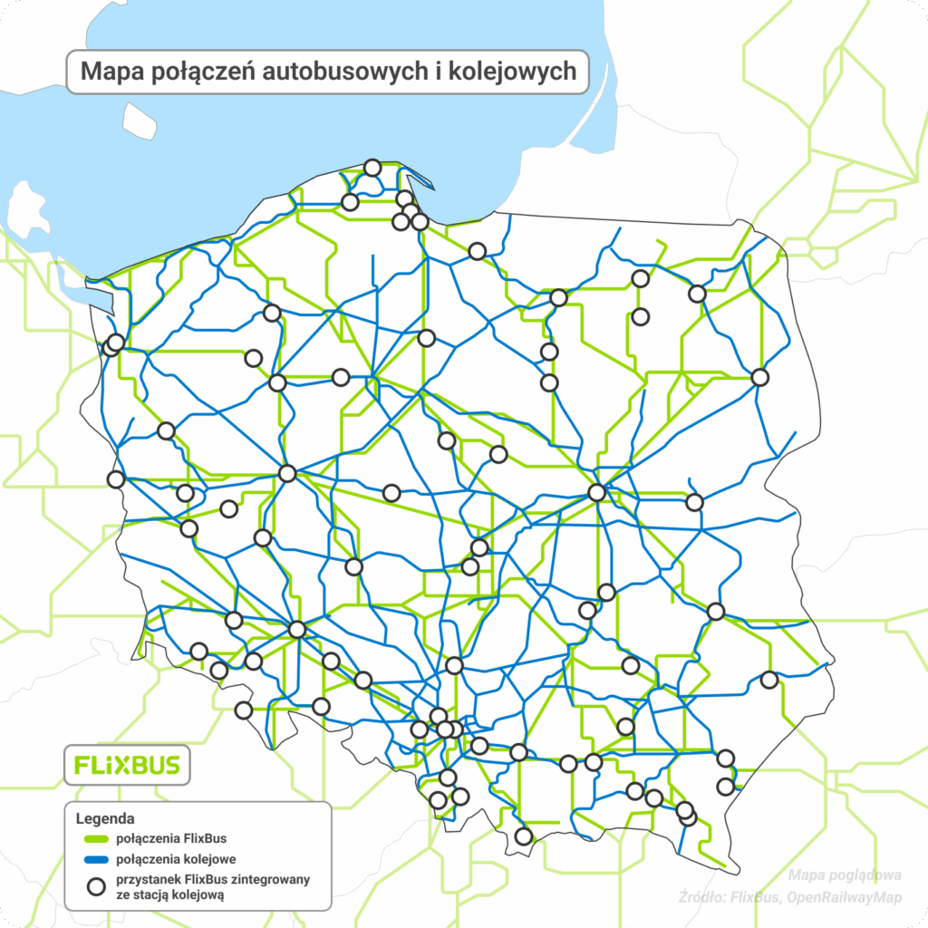 Siatka połączeń dostępnych w KOLEO