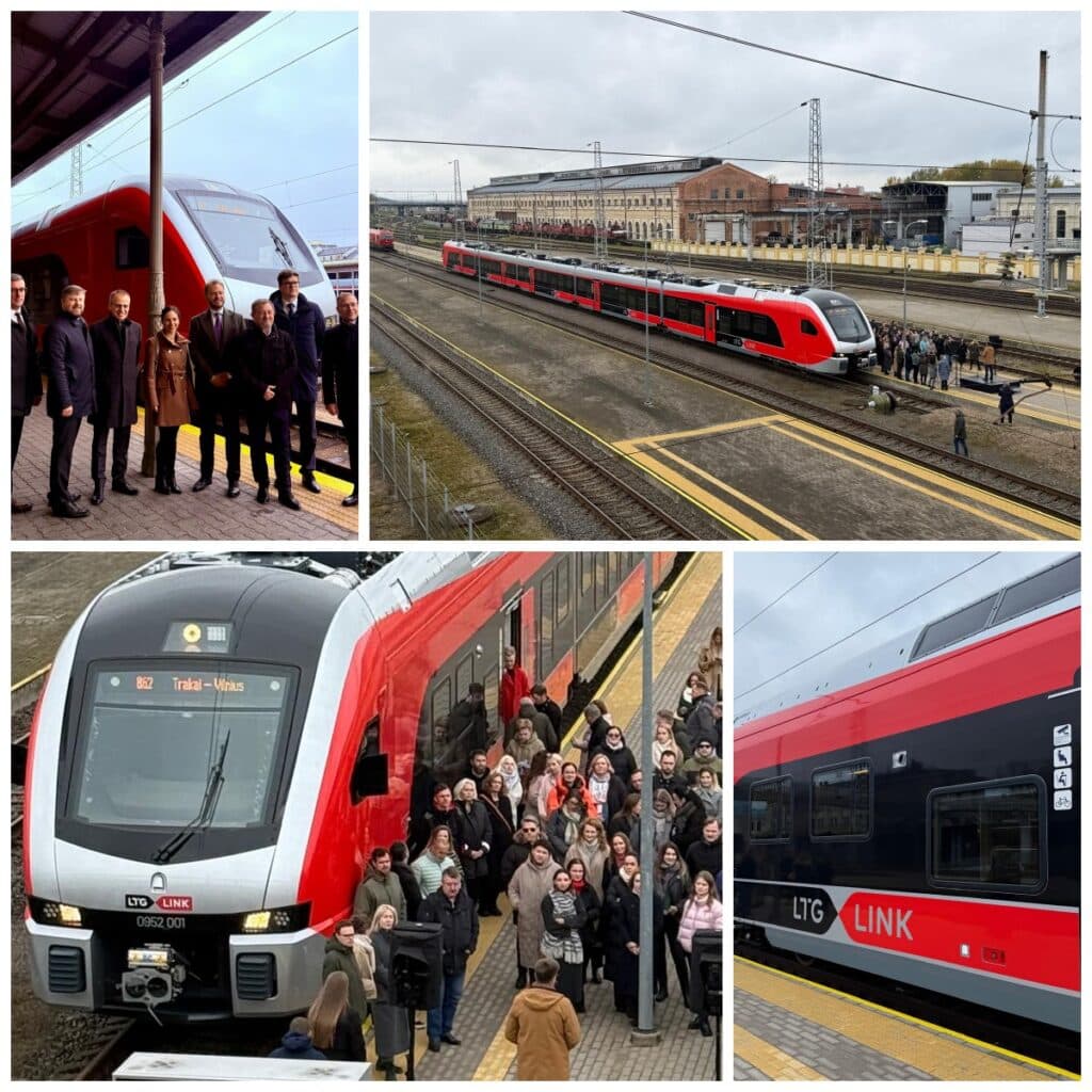 Pierwszy pociąg FLIRT dla Litwy zaprezentowany w Wilnie. Wyprodukował je Stadler Polska foto: Stadler