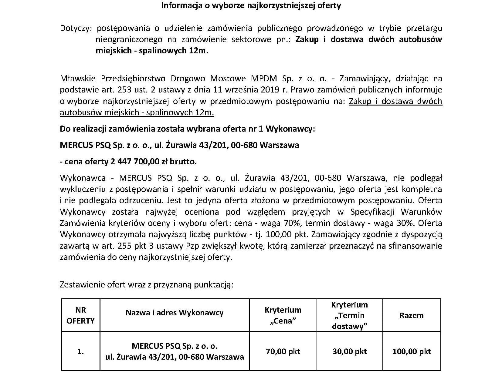 Mława wybiera autobusy Güleryüz. Od Mercusa