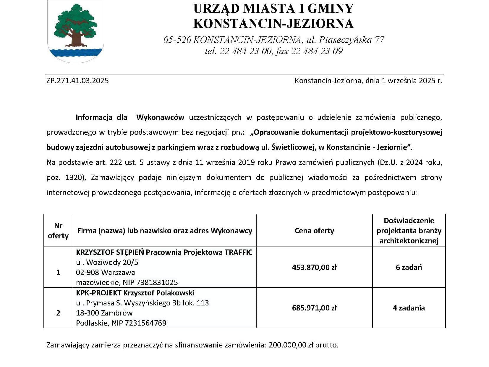 Pracownia TRAFFIC zaprojektuje zajezdnię autobusową i parking w Konstancinie-Jeziornie