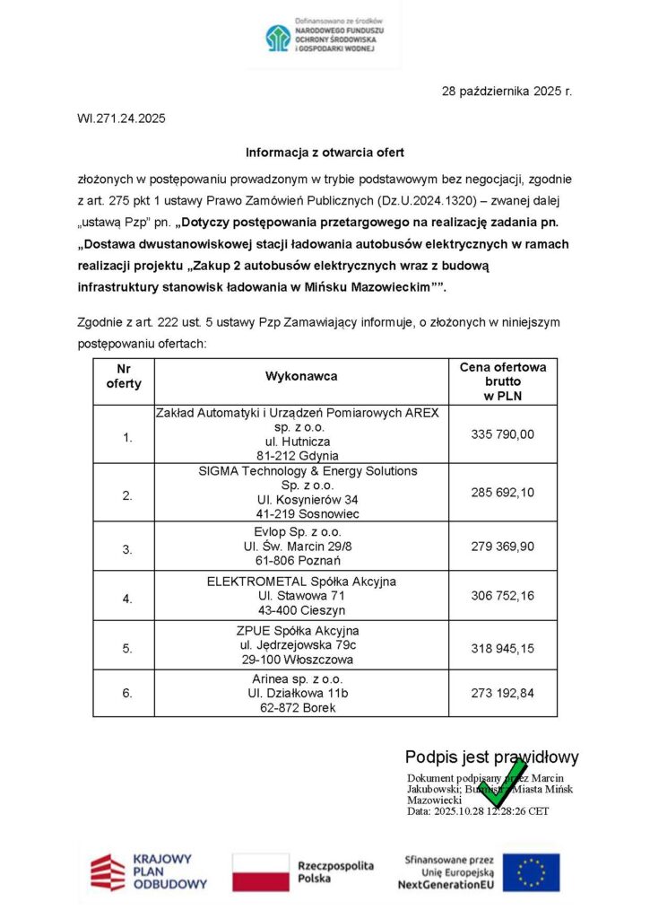 Mińsk Mazowiecki inwestuje w elektromobilność. Sześć ofert na nową stację ładowania elektrobusów
