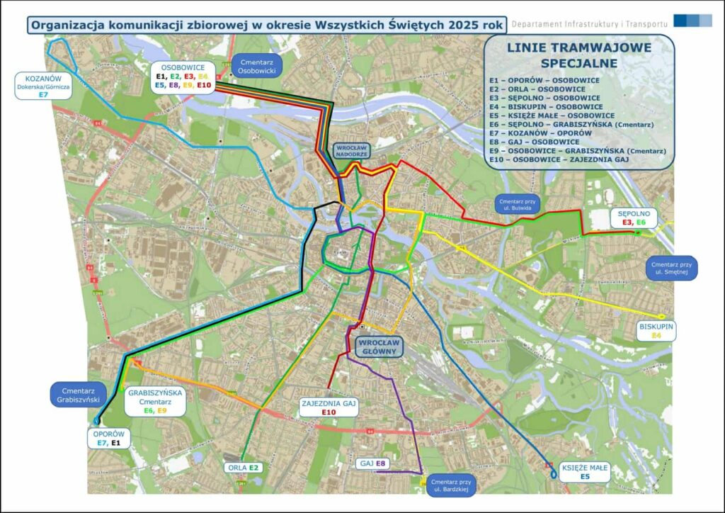 Wrocław/ Zmiany w organizacji ruchu wokół wrocławskich cmentarzy na 1 listopada