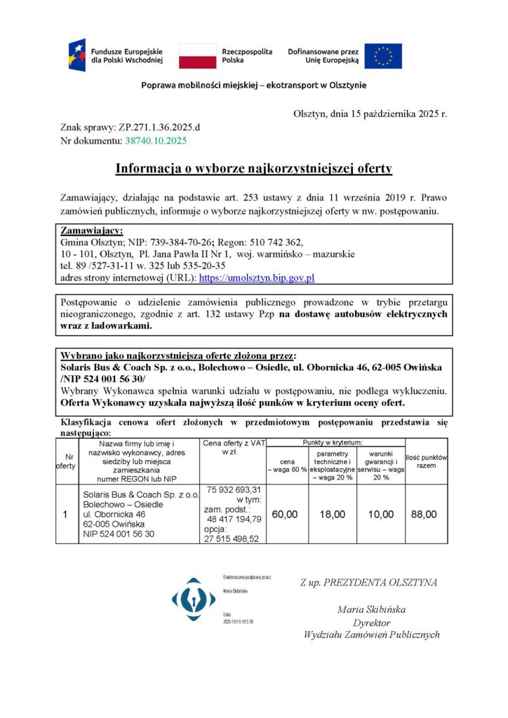 Olsztyn konsekwentnie rozwija system transportu publicznego, wprowadzając nowoczesne autobusy hybrydowe i zmawiając pierwsze elektrobusy.