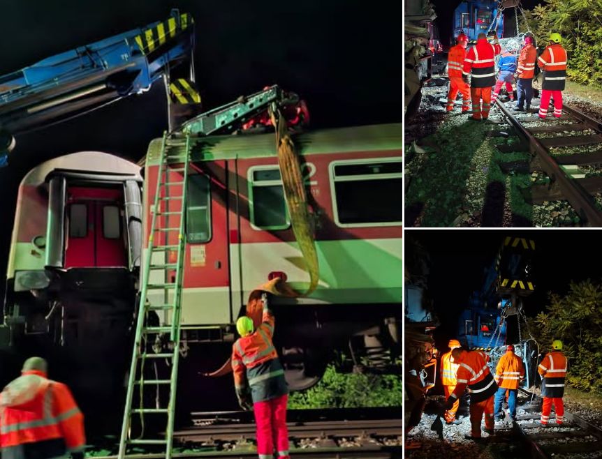 ZSSK usuwają skutki zderzenia pociągów. Straty oszacowano na 2 mln euro foto: ZSSK