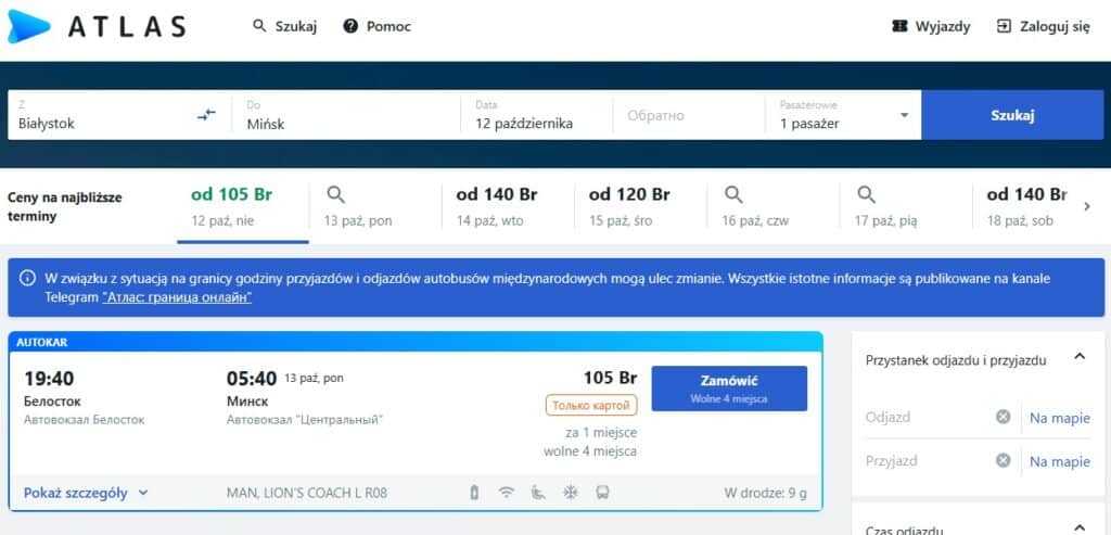 Wracają autobusowe połącznie z Białorusią Autobusy Atlas już na trasie