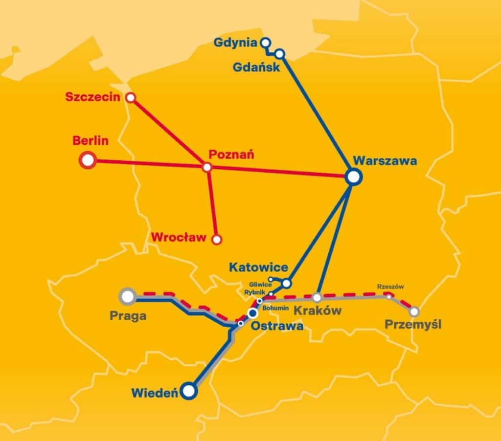 Siatka połączeń RegioJet
