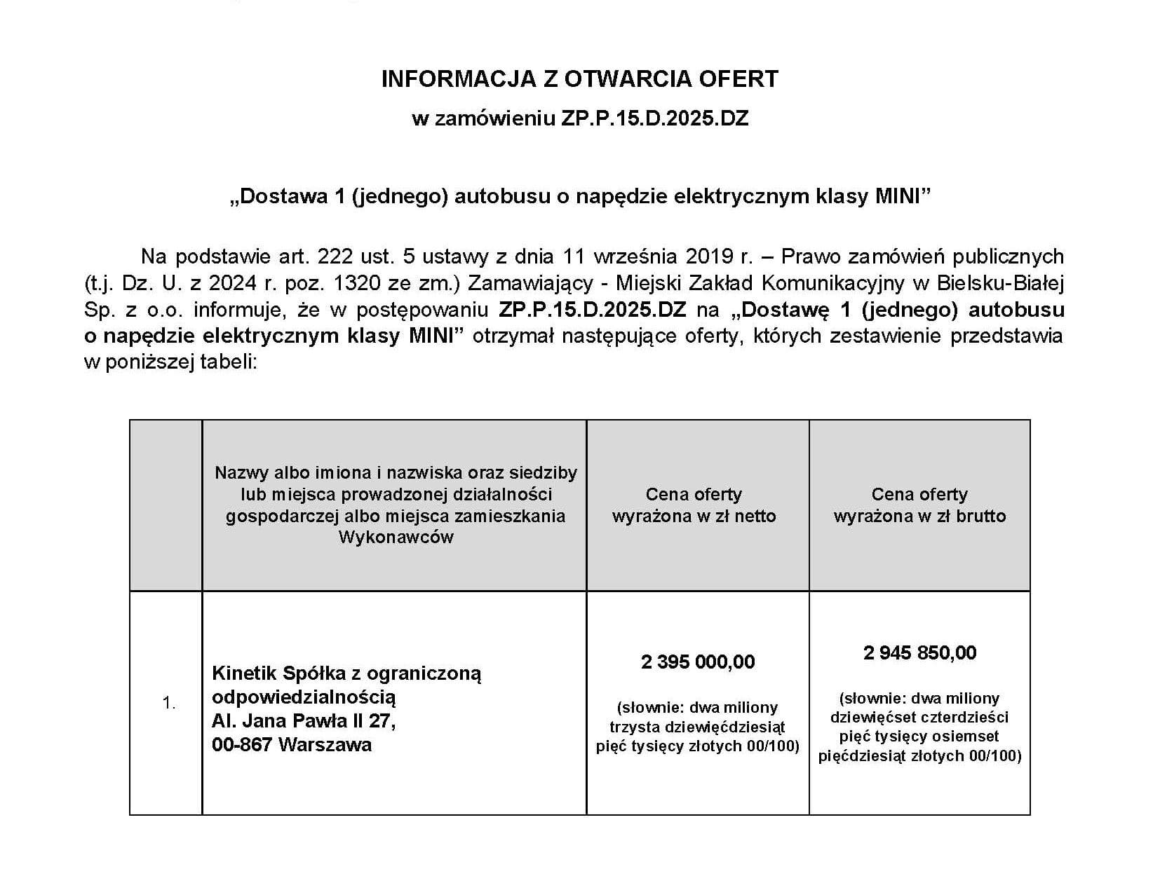 MZK Bielsko-Biała z nowym podejściem i nowym oferentem na jeden MIDI elektrobus