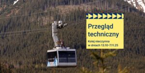 Kolejka linowa na Kasprowy Wierch nieczynna; wagoniki będą ściągnięte do przeglądu