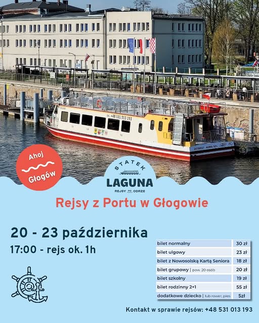 Ostatnie rejsy statku „Laguna” w tym sezonie z portu w Głogowie foto: UM Głogów