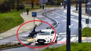 Olsztyn: Rowerzysta wjechał w samochód na drodze rowerowej i dostał mandat