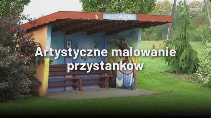 Malowanie przystanków PKS w ramach artystycznego etatu? Tak! W Lidzbarku Warmińskim