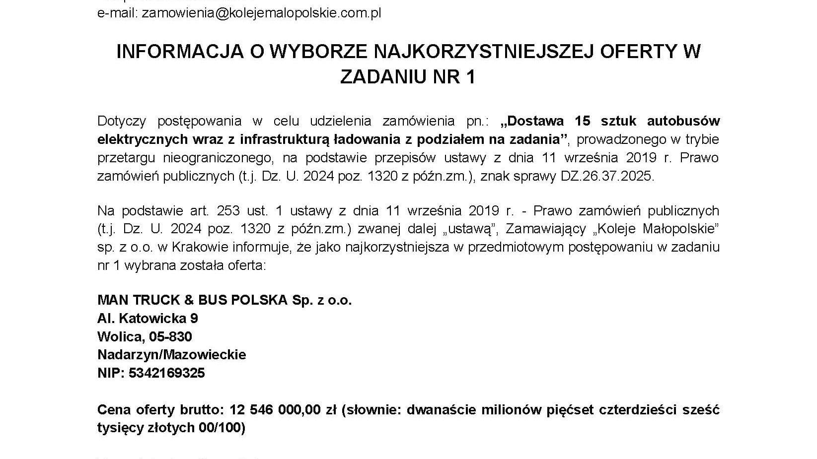 Koleje Małopolskie wracają do zadania MIDI – wygrywa MAN  o 0,24 pkt nad Solarisem