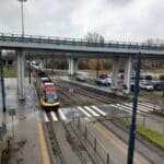 Tramwaj czekający przed pętlą Żerań FSO