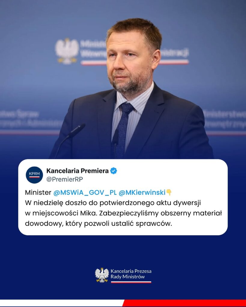 Akty dywersji na linii kolejowej Warszawa – Lublin, na trasie dostaw pomocy dla Ukrainy