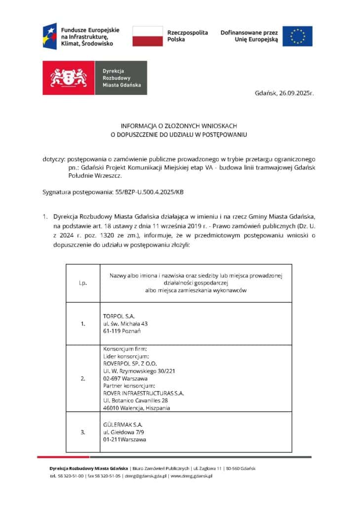 Gdańsk Południe – Wrzeszcz coraz bliżej. Poznaliśmy firmy zainteresowane budową nowej linii tramwajowej