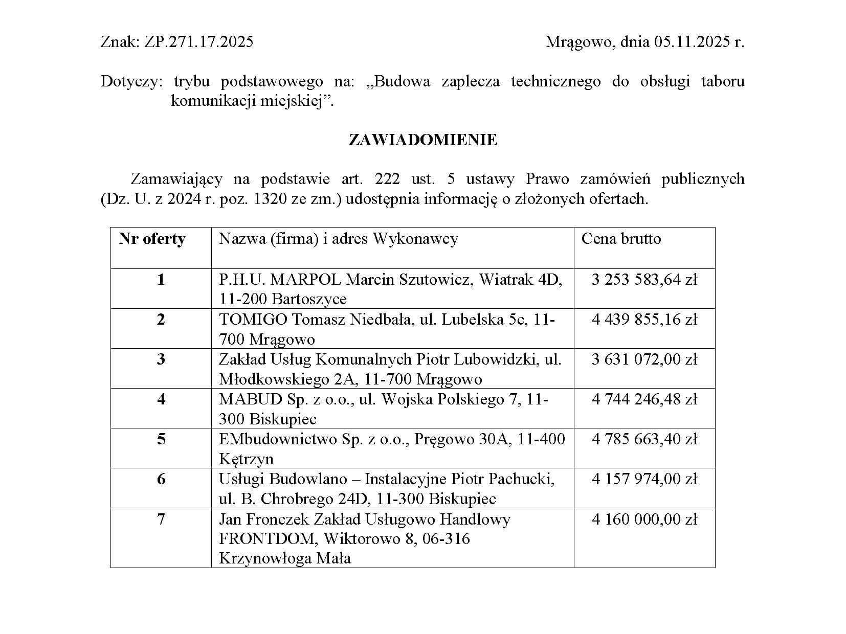 Mrągowo wybiera wykonawcę zaplecza technicznego pod elektrobusy. Najtańsza oferta poniżej budżetu