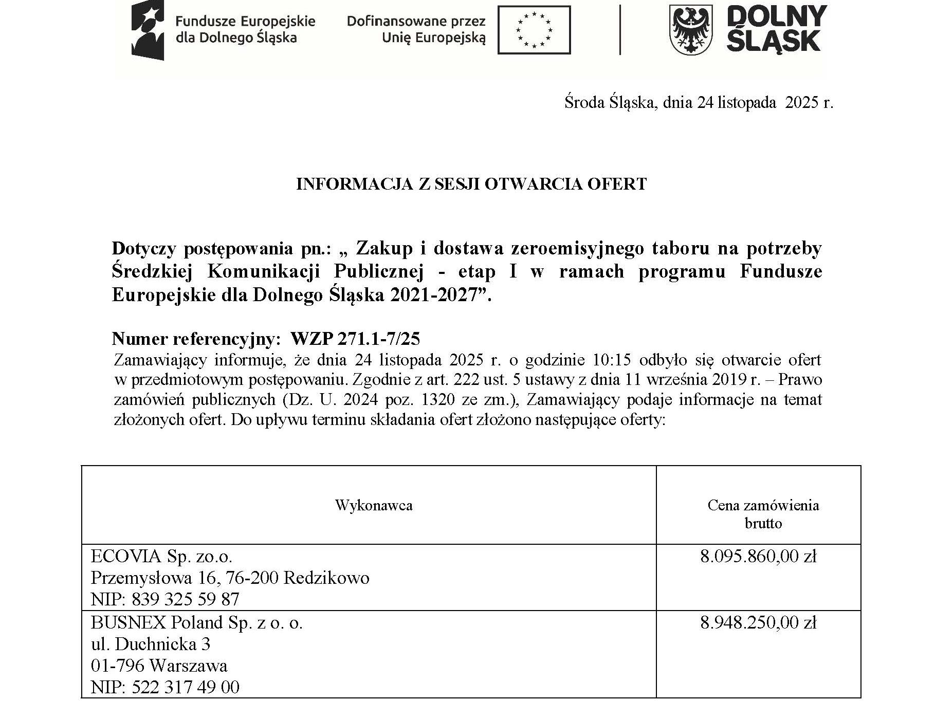 Kto dostarczy elektrobusy dla Środy Śląskiej? Znamy oferty wykonawców