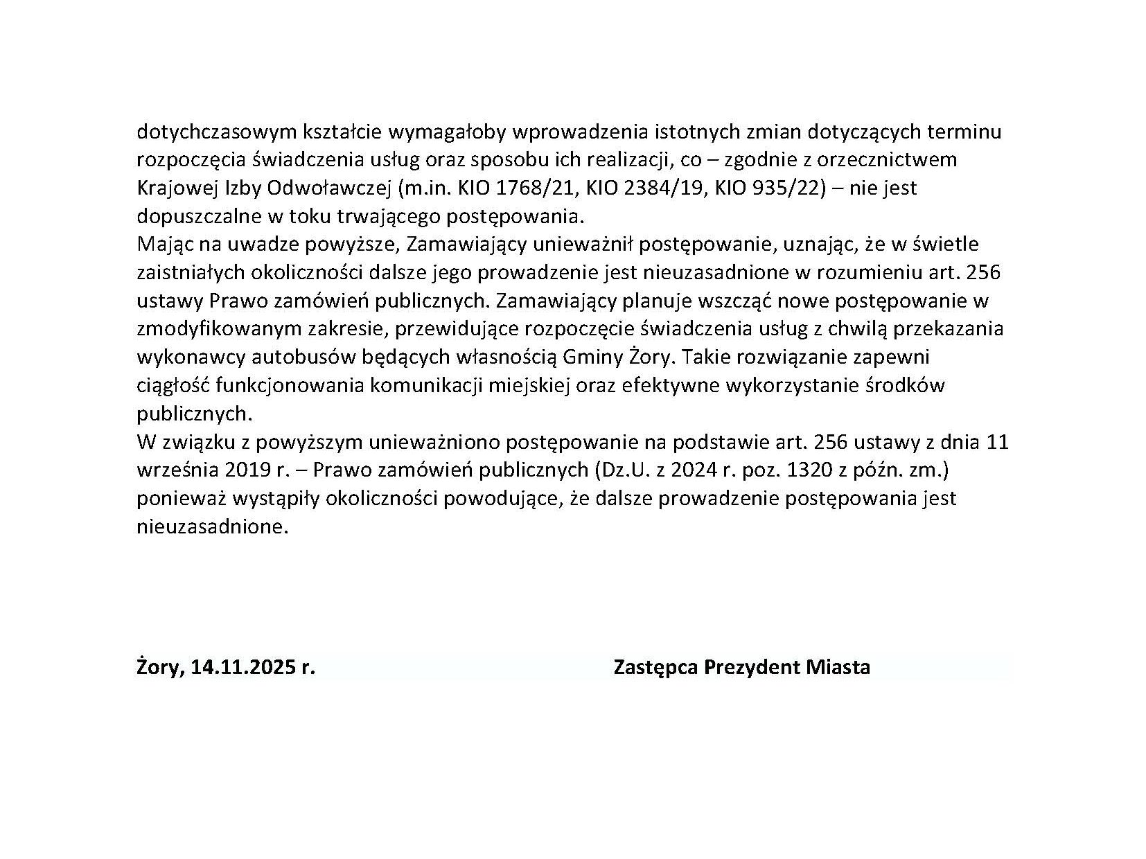 Żory unieważniają przetarg na obsługę elektrobusów.