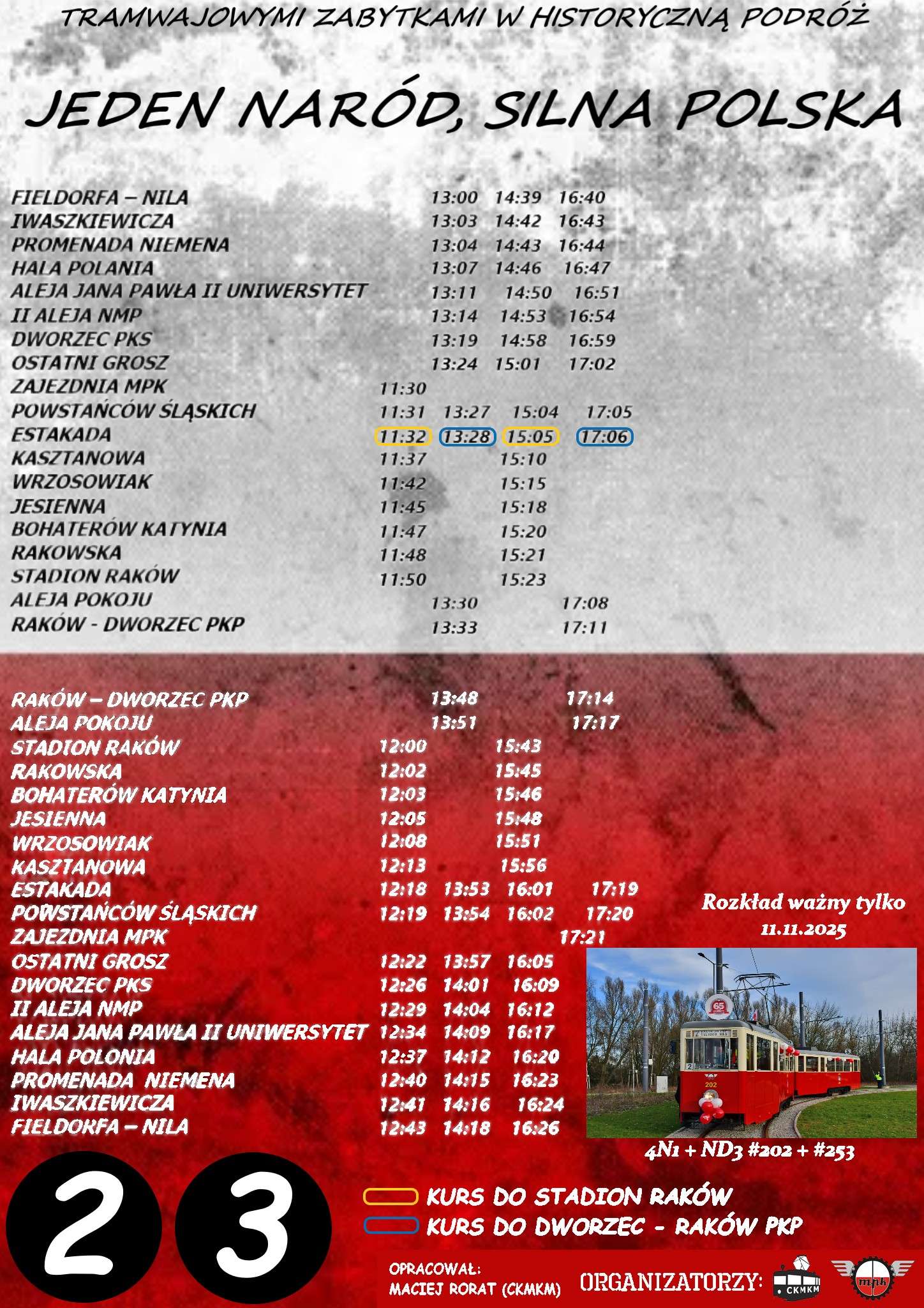 Infotram - Zabytkowy tramwaj na ulicach Częstochowy. MPK zaprasza na darmowe przejazdy z okazji Święta Niepodległości