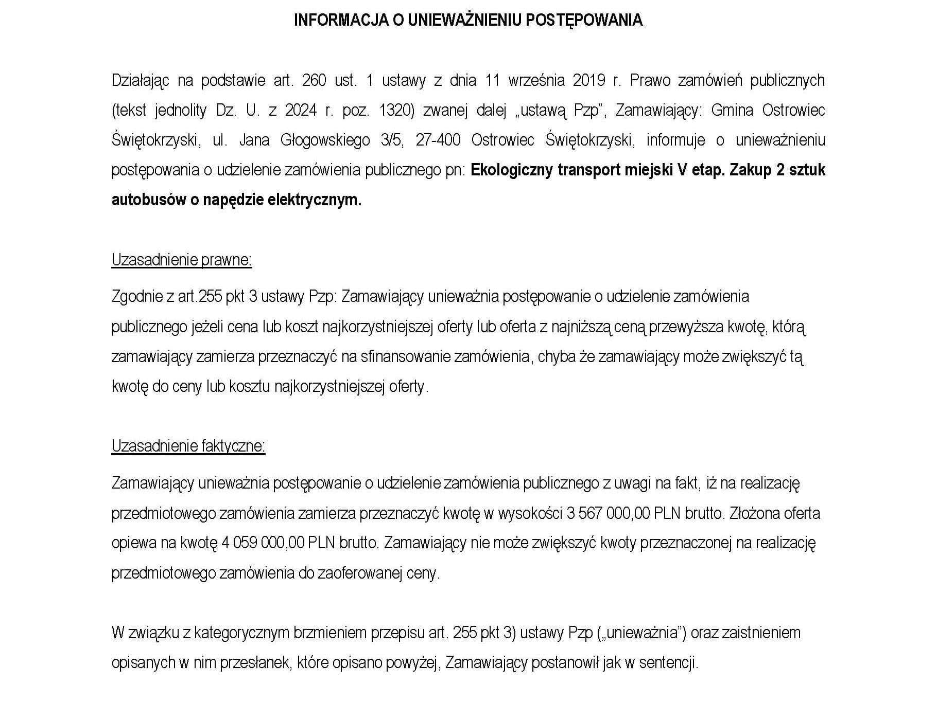 Za drogo dla miasta: przetarg na elektryczne autobusy w Ostrowcu unieważniony