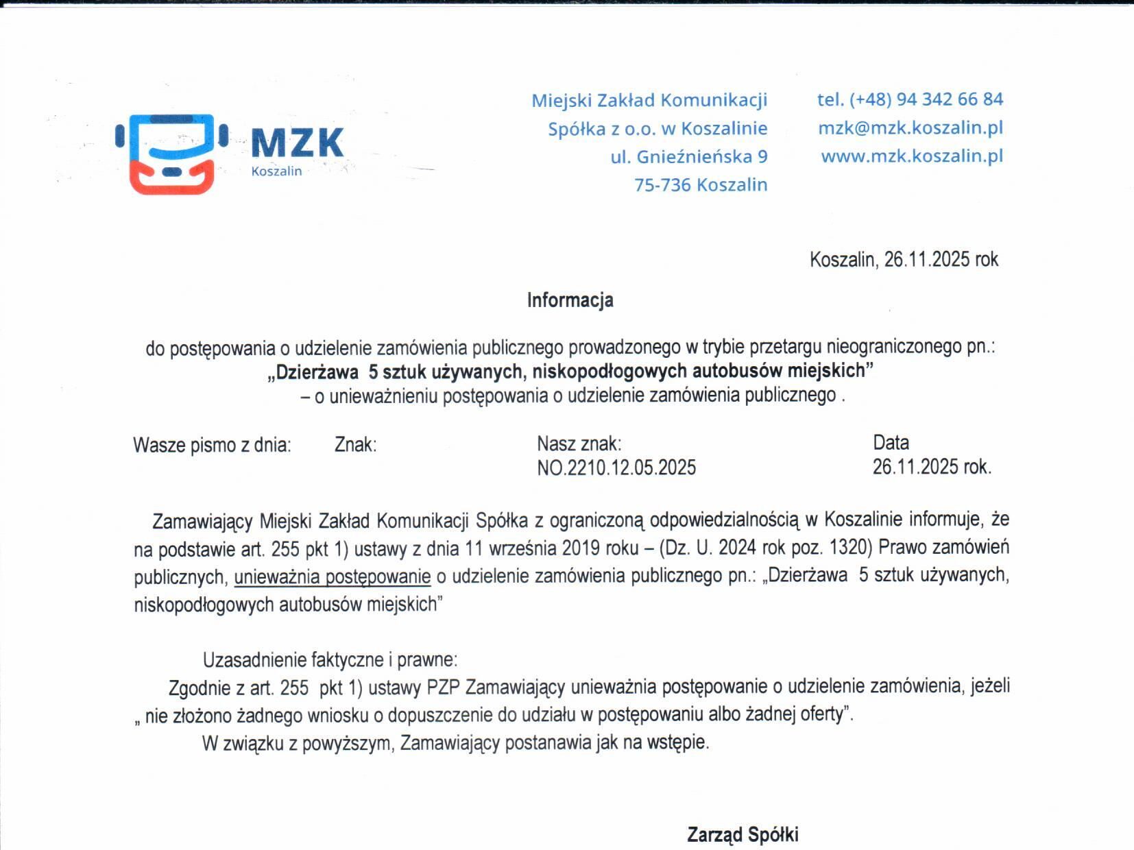 15 nowych autobusów dla Koszalina. Pięć używanych bez chętnych – przetarg unieważniony